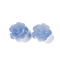 Synthetic Coral 3D Flower Rose Beads, Dyed, Cornflower Blue, 14x8mm, Hole: 1~1.4mm(CORA-A005-14mm-28)