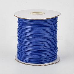 Eco-Friendly Korean Waxed Polyester Cord, Blue, 1mm, about 169.51~174.98 Yards(155~160m)/Roll(YC-P002-1mm-1161)