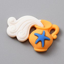 Ocean Theme Opaque Resin Cabochons, Wishing Bottle with Starfish, Orange, 21.5x32x8.5mm(CRES-WH0010-023)