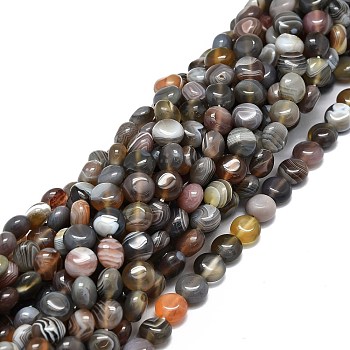 Natural Botswana Agate Beads Strands, Flat Round, 8x4~5mm, Hole: 1mm, about 51pcs/strand, 15.55''(39.5cm)