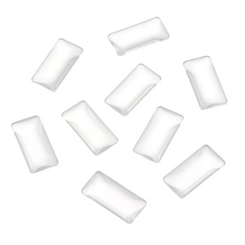 Transparent Rectangle Glass Cabochons, Clear, 38x19x6.5mm