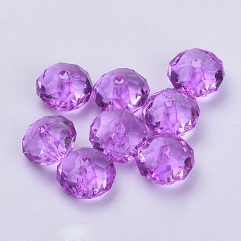 Transparent Acrylic Beads, Faceted, Rondelle, Dark Violet, 11.5x7mm, Hole: 2mm, about 925pcs/500g