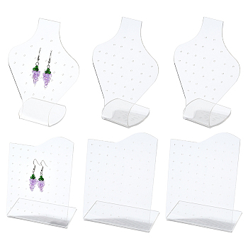 4Pcs 2 Styles Acrylic Earring Display Frame, L-shaped, Clear, 5.2~4.65x9.9~10x13.2~13.4cm, 2pcs/style