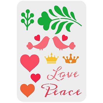 Large Plastic Reusable Drawing Painting Stencils Templates, for Painting on Scrapbook Fabric Tiles Floor Furniture Wood, Rectangle, Heart Pattern, 297x210mm