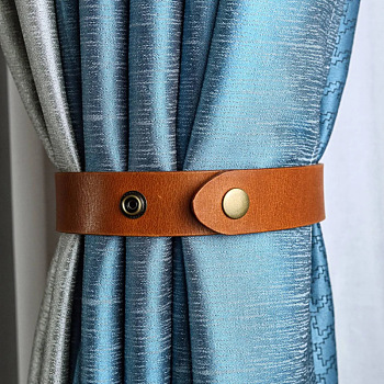 PU Leather Curtain Tiebacks Clips, Window Curtain Holdbacks for Home Office Decorative Rope Tie Backs, Chocolate, 500x20mm