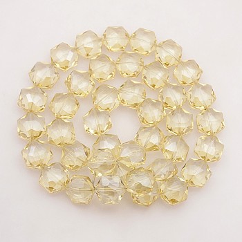 Hexagon Electroplate Full Rainbow Plated Glass Beads Strands, Faceted, Light Yellow, 15x14x8mm, Hole: 1mm, about 50pcs/strand, 23.6 inch