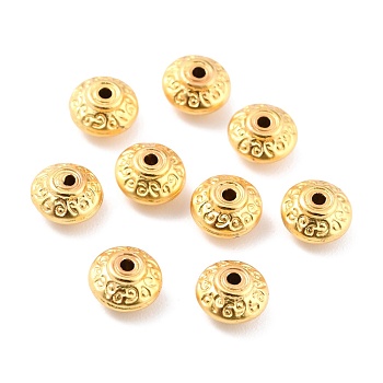 Rack Plating Alloy Beads, Cadmium Free & Lead Free, Long-Lasting Plated, Rondelle, Matte Gold Color, 7x4mm, Hole: 1.2mm