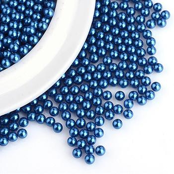 Imitation Pearl Acrylic Beads, No Hole, Round, Marine Blue, 3mm, about 10000pcs/bag