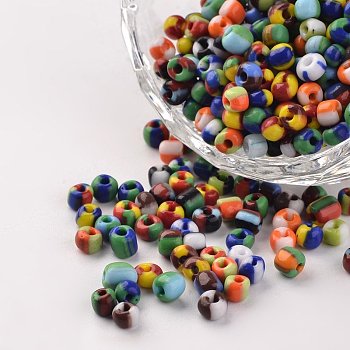 6/0 Opaque Colours Seep Glass Beads, Round Seed Beads, Mixed Color, 3.5~4x2.5~3mm, Hole: 0.5mm, about 610pcs/50g