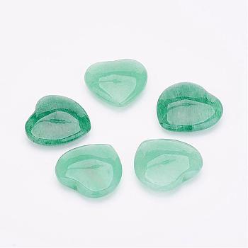 Natural Green Aventurine Beads, Heart, Half Drilled, 19x19x6mm, Hole: 1mm