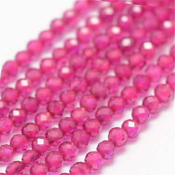Synthetic Gemstone Beads Strands, Imitation Ruby, Faceted, Round, 2mm, Hole: 0.5mm, about 178pcs/strand, 15.3 inch(39cm)
