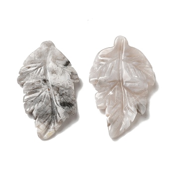 White Natural Crazy Agate Pendants, Leaf Charms, 41.5x25~26x5mm, Hole: 0.8mm