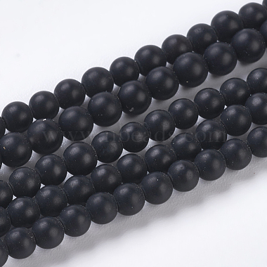 3mm Black Round Black Agate Beads