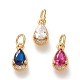 Brass Micro Pave Clear Cubic Zirconia Charms(KK-F820-15-G)-1