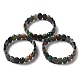 Natural Indian Agate Beaded Stretch Bracelet(G-E010-01-02)-1