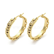 304 Stainless Steel Earrings for Women, Round, Golden, 33x5.5mm(EJEW-E305-15G-01)