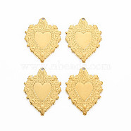 201 Stainless Steel Pendants, Heart, Real 18K Gold Plated, 30x23x1.5mm, Hole: 1.6mm(STAS-S119-152G)