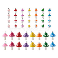 Pandahall Resin Pendant Sets, with Platinum Plated Iron Loop, Mushroom, Mixed Color, 30pcs/set(RESI-TA0001-10)