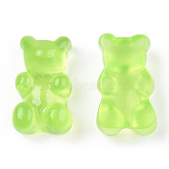 Translucent Resin Cabochons, Bear, Yellow Green, 18.5x11x7mm(CRES-S303-22G)