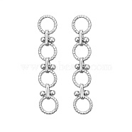 304 Stainless Steel Ring Dangle Stud Earrings, Stainless Steel Color, 60x12.5mm(LU8104-2)