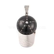 304 Stainless Steel Pendants, Hat Charm, Black & Stainless Steel Color, 39x22x1.5mm, Hole: 8.5x4.5mm(STAS-K283-09EB)
