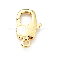 Brass Lobster Claw Clasps, Cadmium Free & Lead Free, Oval, Real 18K Gold Plated, 20x12x4mm, Hole: 2mm(X-KK-G416-22G)