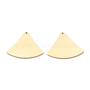 304 Stainless Steel Pendant, Laser Cut, Fan Shape, Golden, 29.5x32x1mm, Hole: 1.2mm(STAS-Y006-46G)