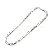 Clear Cubic Zirconia Tennis Necklace, 304 Stainless Steel Link Chain Necklace for Women, Stainless Steel Color, Link: 5x5x4mm, 17.72 inch(45cm)(NJEW-E038-10A-P)