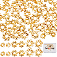 90Pcs 3 Styles 304 Stainless Steel Spacer Beads, Flower, Granulated Beads, Real 18K Gold Plated, 3~5x1~1.3mm, Hole: 0.8~1.5mm, 30pcs/style(STAS-BBC0004-32)