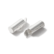 Brass Cord Ends, Column, 925 Sterling Silver Plated, 13x4mm, Hole: 1mm, Inner Diameter: 3mm(FIND-Z039-22B-S)