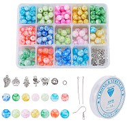 SUNNYCLUE DIY Dangle Earring Making Kits, Including Glass Beads, Alloy Spacer Beads & Pendants, Brass Earring Hooks, Elastic Crystal Thread, Mixed Color(DIY-SC0001-64)