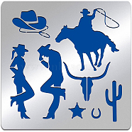 Cowboy Theme Stainless Steel Cutting Dies Stencils, for DIY Scrapbooking/Photo Album, Decorative Embossing DIY Paper Card, Matte Stainless Steel Color, Human Pattern, 15.6x15.6cm(DIY-WH0279-068)