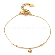 304 Stainless Steel Sun Charm Bracelets for Women, Golden, 6-5/8 inch(16.8cm)(BJEW-K237-09G)