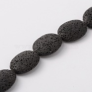Dyed Oval Synthetic Lava Rock Beads Strands, Black, 26~27x20~21x8mm, Hole: 1mm, about 15pcs/strand, 15.3 inch(G-N0111-18)