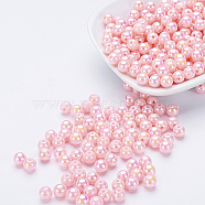 Eco-Friendly Poly Styrene Acrylic Beads, AB Color Plated, Round, Misty Rose, 8mm, Hole: 1mm(X-PL425-C20)