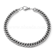 304 Stainless Steel Cuban Link Chain Bracelet for Men Women, Stainless Steel Color, 8-1/4 inch(21cm)(BJEW-C048-04P)