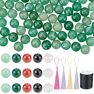 SUPERFINDINGS DIY Gemstone Necklace Making Kits, Including Natural Green Aventurine & Black Onyx & Red Agate & Agate & White Agate Beads, Polyester Tassel Decorations, Gemstone Beads: 132pcs/box(DIY-FH0004-38)