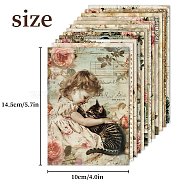 12Pcs Vintage Romantic Theme Scrapbook Paper Pads, for DIY Album Scrapbook, Greeting Card, Background Paper, Mixed Color, 145x100mm(PW-WGC437C-01)