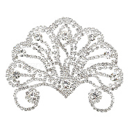 1Pc Hotfix Rhinestone, Brass on Patches, for Wedding Theme Dress Shoes Garment Decoration, Semicircle Flower, Crystal, 85x66x4.5mm(DIY-FG0002-52)