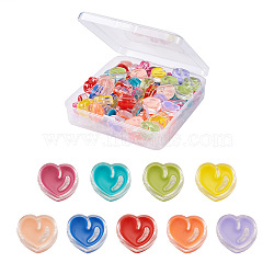 Craftdady 90Pcs 9 Colors Transparent Enamel Acrylic Beads, Heart, Mixed Color, 20x21.5x9mm, Hole: 3.5mm(TACR-CD0001-06)