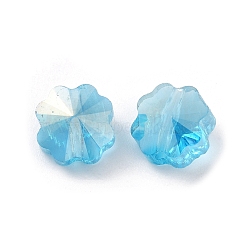 Transparent Electroplate Glass Beads, AB Color, Faceted Clover, Light Sky Blue, 7.5x7.5x5mm, Hole: 1mm(GLAA-D016-15E)