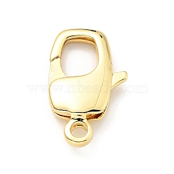 Brass Lobster Claw Clasps, Cadmium Free & Lead Free, Oval, Real 18K Gold Plated, 20x12x4mm, Hole: 2mm(X-KK-G416-22G)