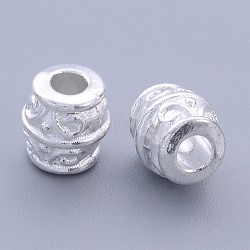 Tibetan Style Alloy Beads, Lead Free & Cadmium Free, Barrel, Silver Color Plated, about 8mm wide, 8mm thick, hole: 3.2mm(K08UN021)