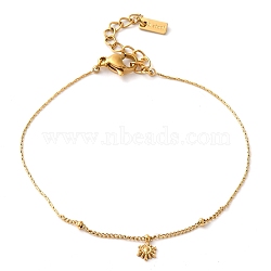 304 Stainless Steel Sun Charm Bracelets for Women, Golden, 6-5/8 inch(16.8cm)(BJEW-K237-09G)