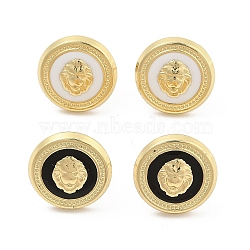 PVD Vacuum Plating Golden 304 Stainless Steel Stud Earrings for Women, with Enamel, Flat Round, Mixed Color, 14mm(EJEW-Z068-12G)