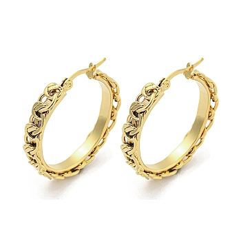 304 Stainless Steel Earrings for Women, Round, Golden, 33x5.5mm