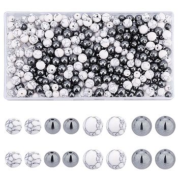 SUPERFINDINGS 400Pcs 4 Style Synthetic Gemstone Beads, Round, 100pcs/style