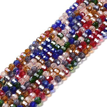 Transparent Glass Beads, Faceted, Round, Mixed Color, 4.5x4mm, Hole: 1mm, about 94~95pcs/strand, 13.98''(35.5cm)