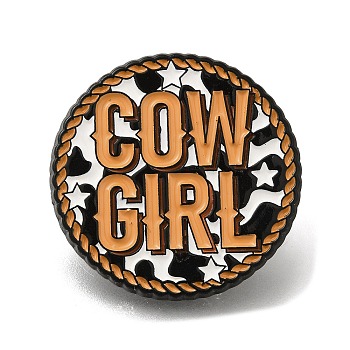 Cowboy Safety Enamel Pins, Black Alloy Badge for Suit Shirt Collar, Men/Women, Flat Round, 30.5x1.5mm