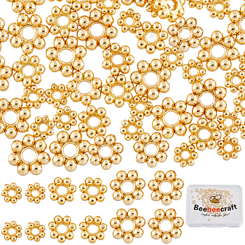 90Pcs 3 Styles 304 Stainless Steel Spacer Beads, Flower, Granulated Beads, Real 18K Gold Plated, 3~5x1~1.3mm, Hole: 0.8~1.5mm, 30pcs/style
